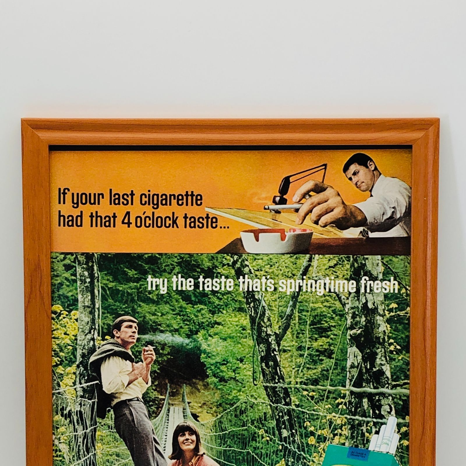 ビンテージ 広告　ポスター　　『 セーラム煙草Salem 』　フレーム付　※貴重な当時物 1960's　オリジナル アメリカ　ヴィンテージ 輸入雑貨　 アドバタイジング 昭和　レトロ ( AZ1467 )