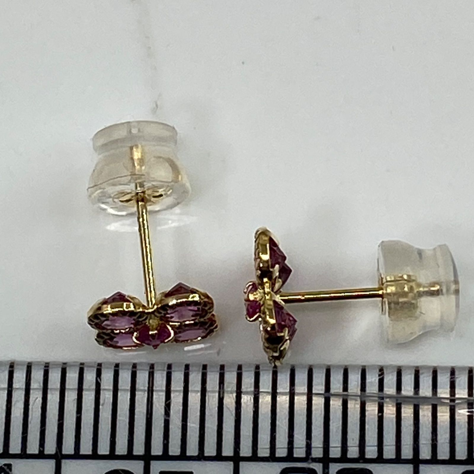 k18YG AU750 18金 天然ルビー、ガーネット 1ペア - メルカリ