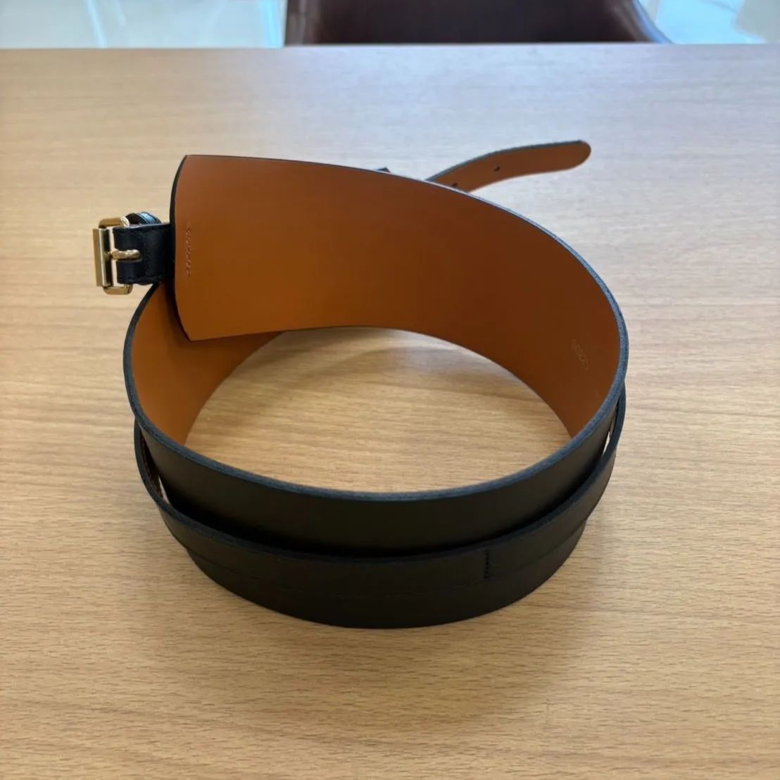 新品同様　本革　MAISON BOINET メゾンボワネ 太　幅広　ベルト 黒 EL6】本革 MAISON BOINET メゾンボワネ 太 幅広 ベルト 黒