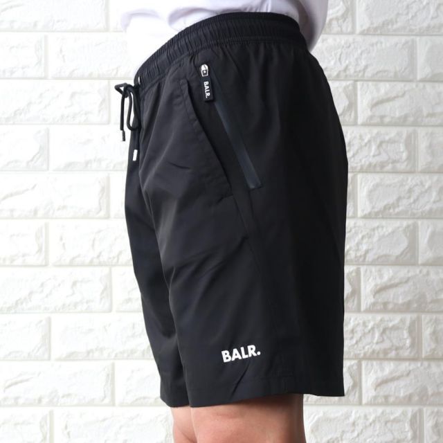 ボーラー BALR. ハーフパンツ メンズ パンツ スイムショーツ ジャージ素材 カジュアル ロゴ プリント ジェットブラック TAPE SWIMSHORTS【送料無料】 ボーラー BALR. ハーフパンツ メンズ パンツ スイムショーツ ジャージ