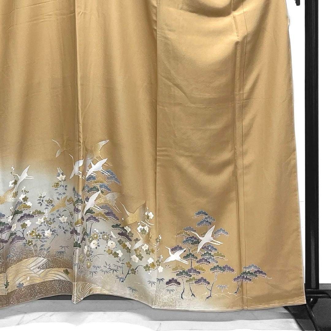 クラシック 松竹梅 鶴 金彩 金駒刺繍 五つ紋 色留袖 未着用 波 着物 芝草 着物・浴衣