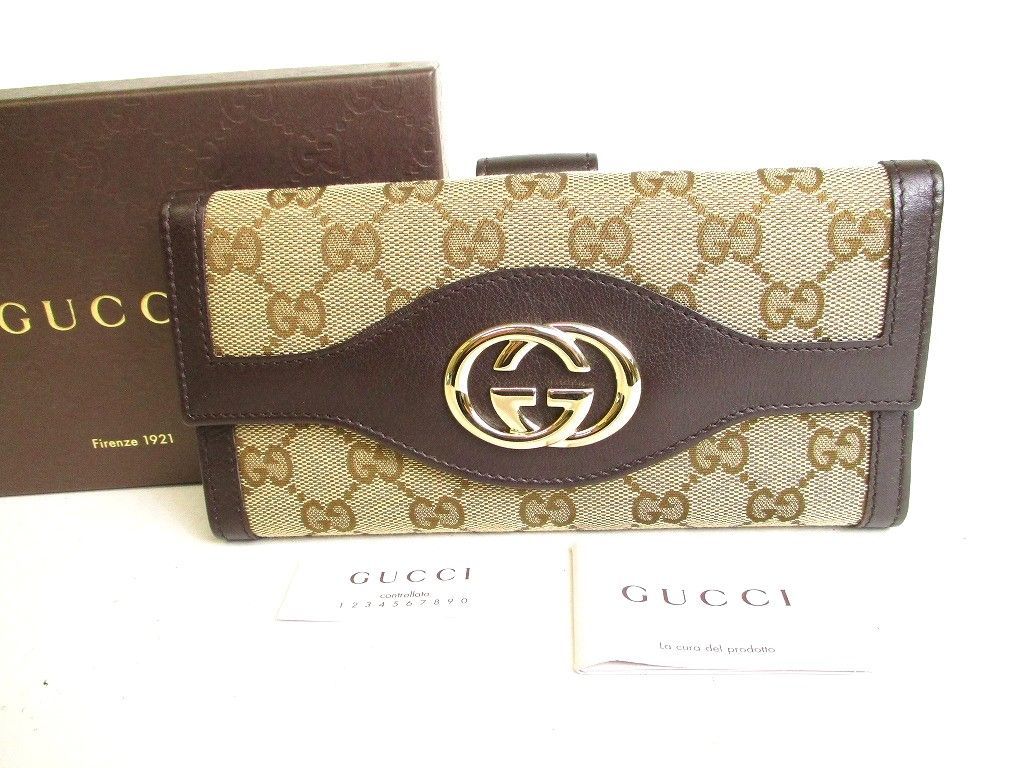 グッチ GUCCI GG キャンバス インターロッキングG スーキー 2つ折り 長