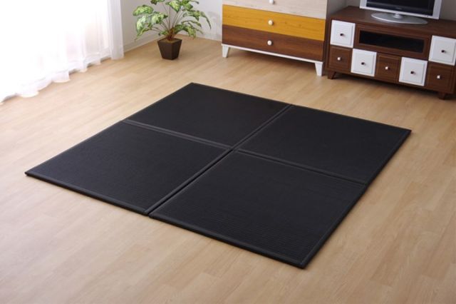 日本製 水拭きできる ポリプロピレン 置き畳 ユニット畳 軽量 軽い シンプル ブラック 67×67×1.7cm 6枚1セット ブラック 代引不可