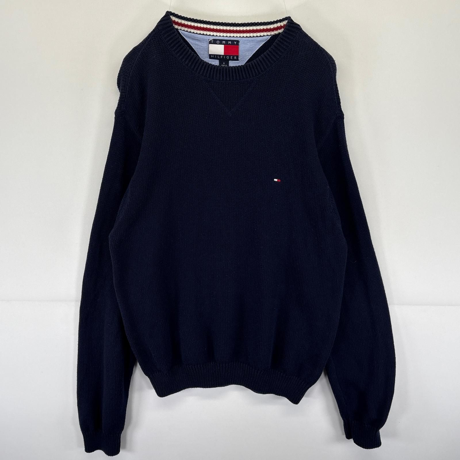 古着 90's/90年代 トミーヒルフィガー   セーター ニット ワンポイントロゴ刺繍 旧ロゴ XXL  ホワイト系 メンズ TOMMY HILFIGER - 古着 90's/90年代 トミーヒルフィガー TOMMY