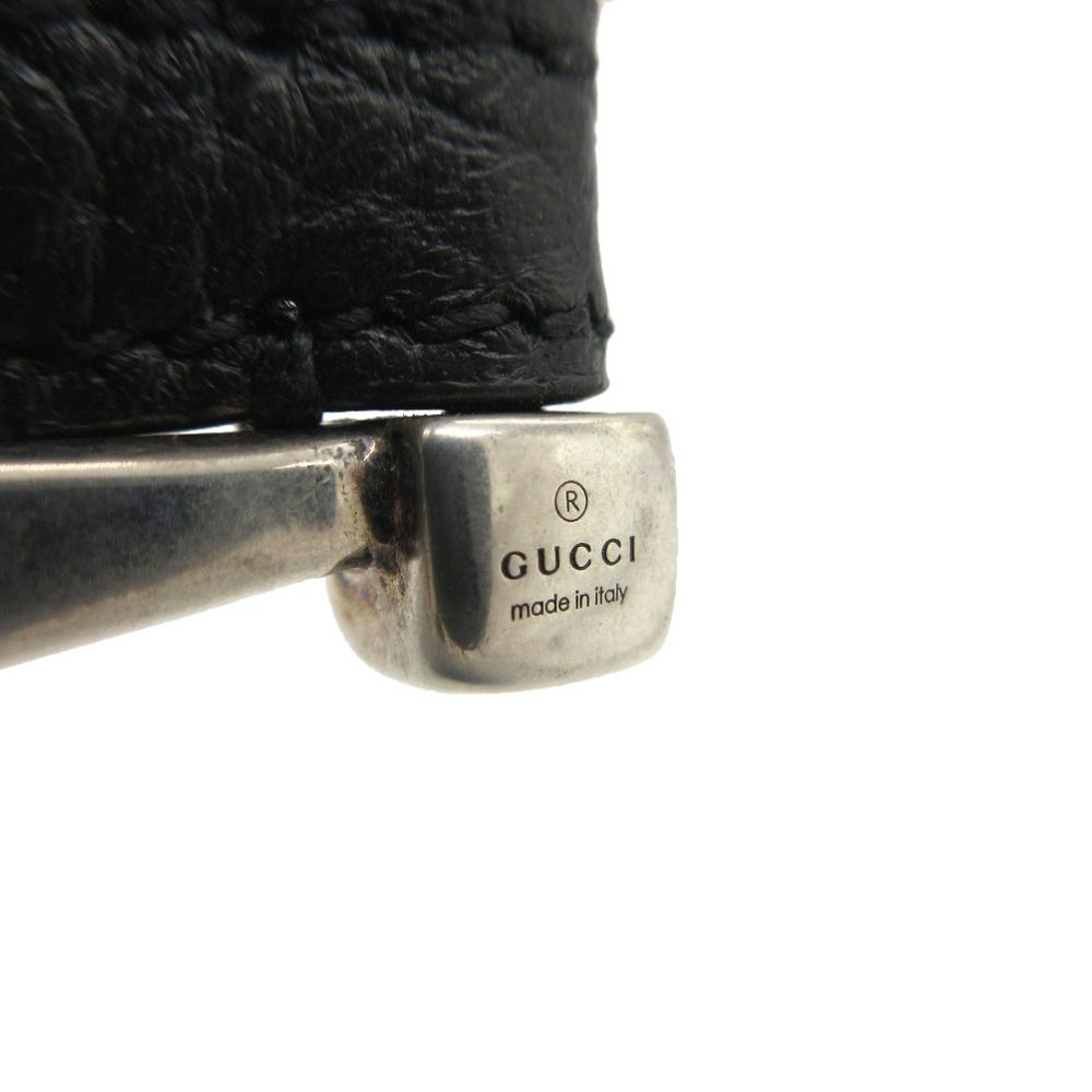 【美品】GUCCI グッチ ホースビット 細ベルト シルバー ブラック レザー 美品】グッチ ホースビット 細ベルト シルバー ブラック