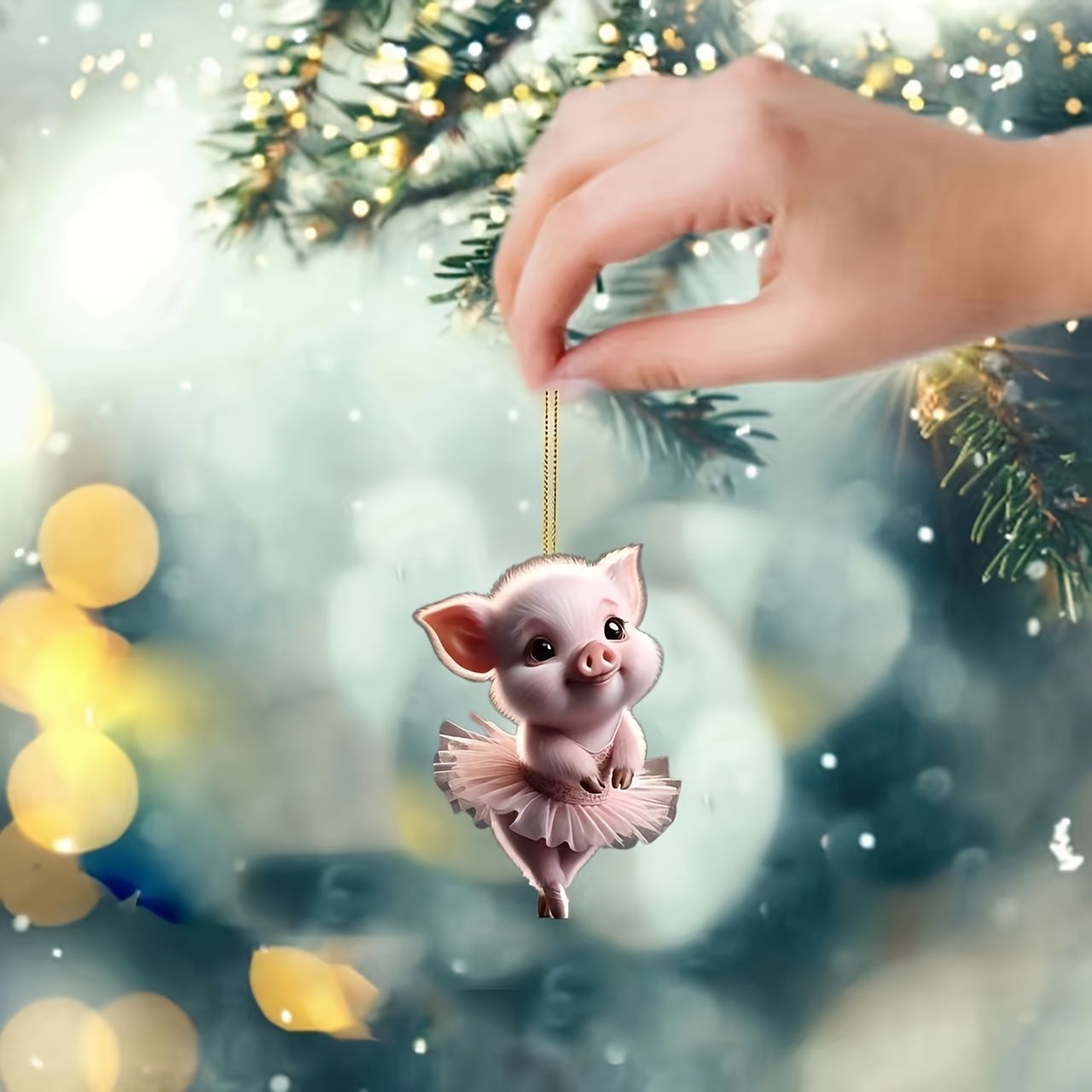 キーホルダー ぶた 二足歩行 かわいい 2D アクリル 8cm バレリーナの豚