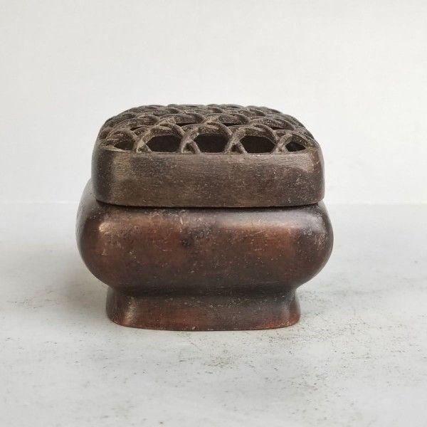 銅細工  円形花香炉   香道具   装飾品   工芸品 美術品 置物 高頸薫香炉 禅意香炉 銅製 工芸品 美術品 置物（銅器 等しく