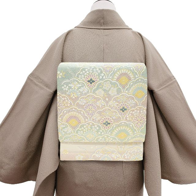 中古】 袋帯 フォーマル 桂由美 京都 西陣 正絹 螺鈿箔 金糸 銀糸