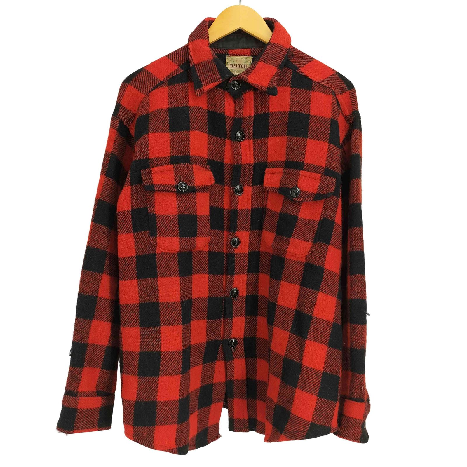 メルトン melton 60-70s ウール バッファローチェック 長袖 ネルシャツ