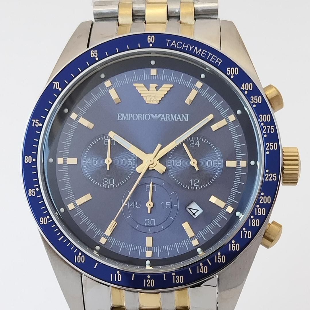 エンポリオ・アルマーニ ネイビー新品メンズ腕時計クォーツ クロノグラフ日付AR6088重さ