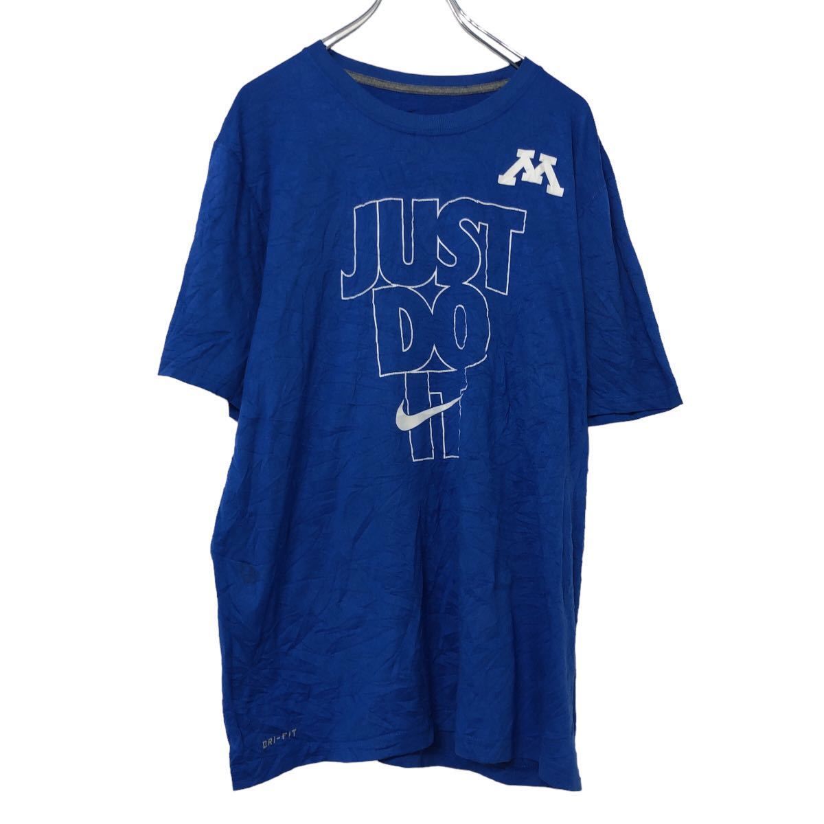 NIKE ナイキ ポケット ロゴプリントTシャツ 青系 半袖 古着 2966-