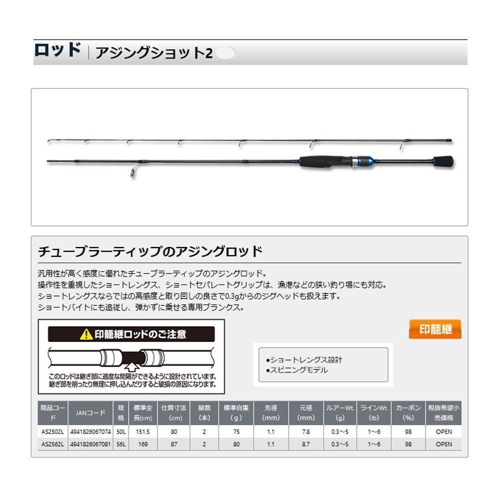 スタイル:56L(AS2562L)大阪漁具(OGK) アジングショット2 - メルカリ