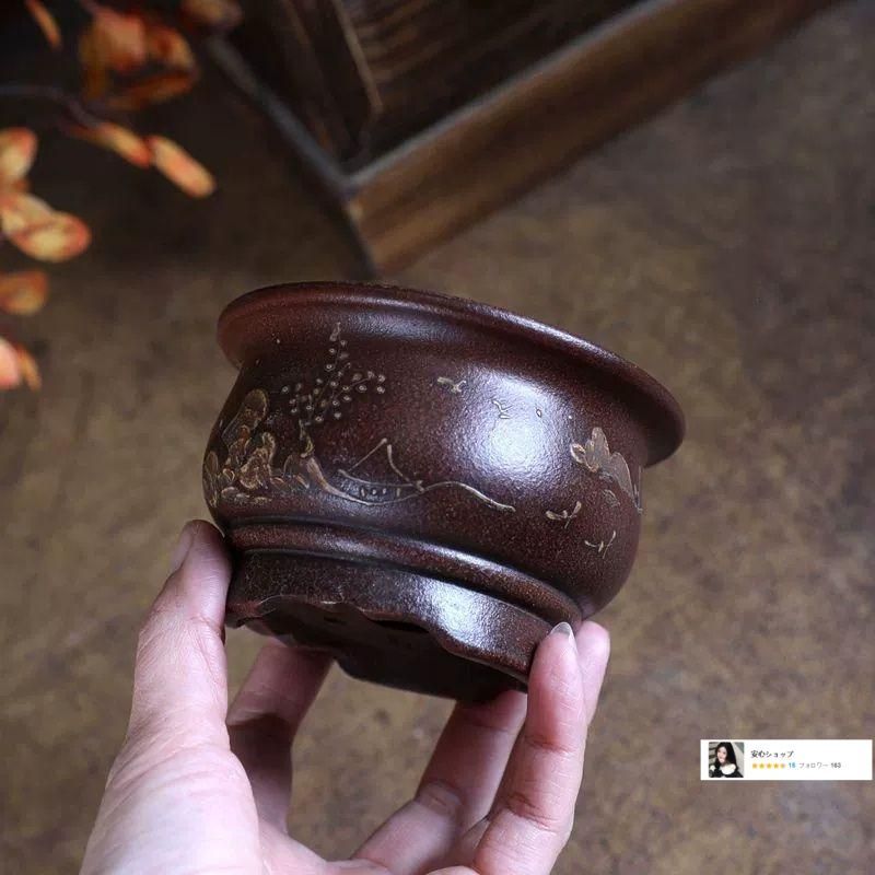 花脚小金鐘」多肉植物鉢 紫砂鉢 盆栽鉢植木鉢 小品盆栽鉢 大品