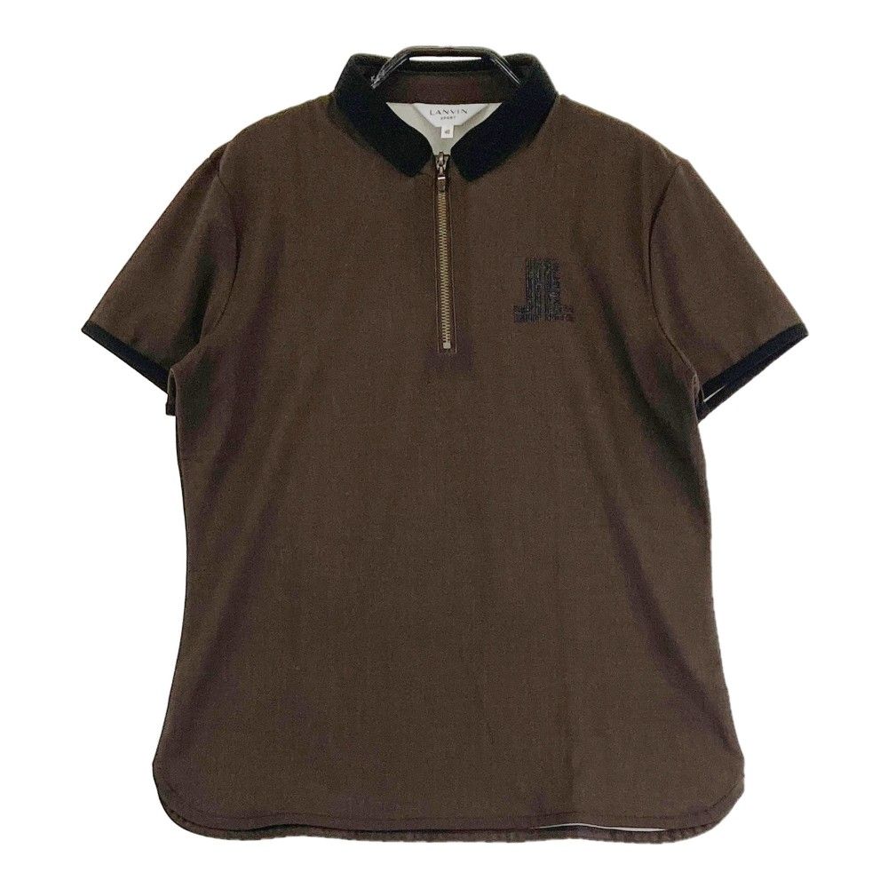 サイズ：40 LANVIN SPORT ランバン スポール  ハーフジップ 半袖ポロシャツ  ブラウン系 [240101277682]# ゴルフウェア レディース ストスト