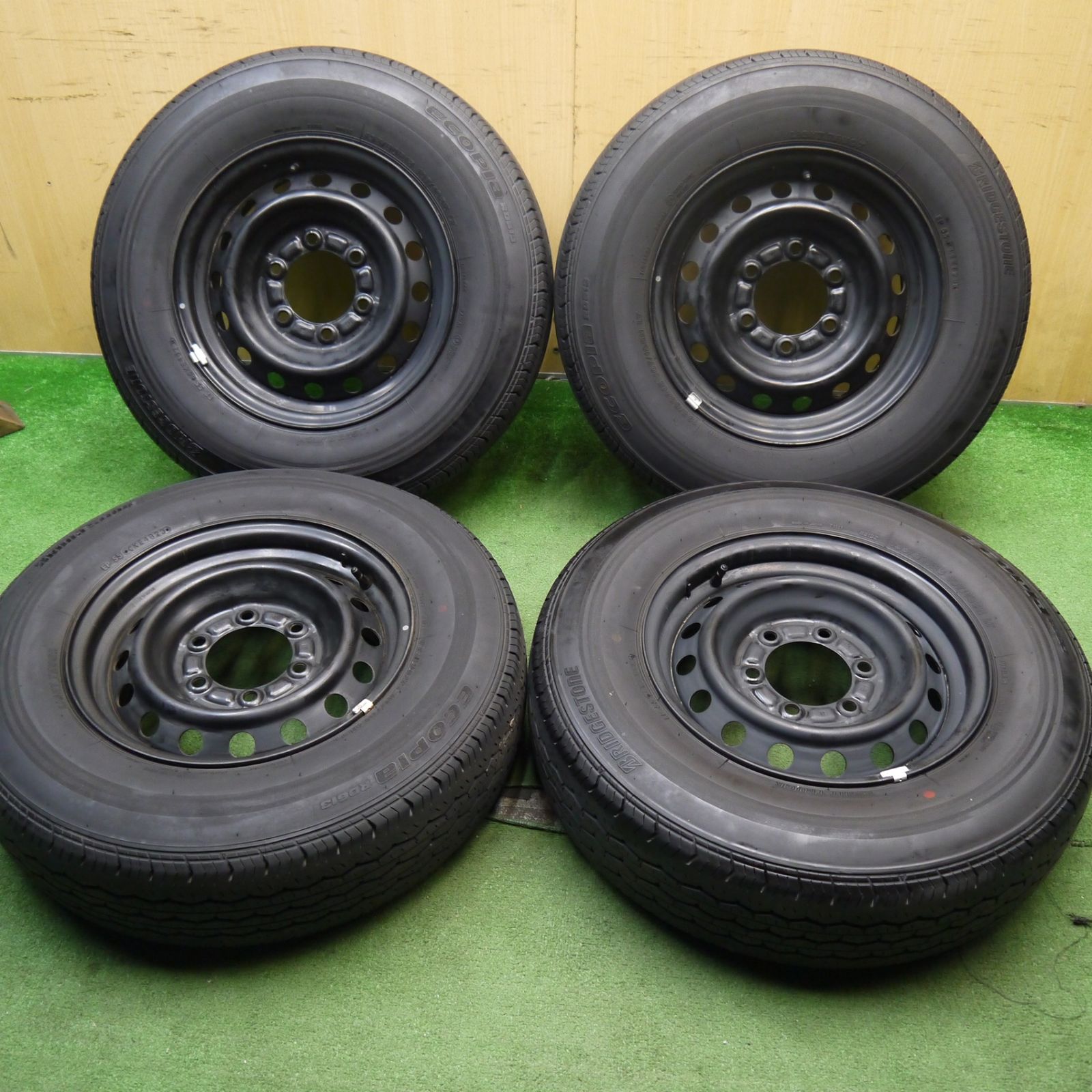バリ溝 23年 9.5分 トヨタ ハイエース 純正 スチール 195|80R15 107|105N ブリヂストン エコピア RD613 15インチ PCD139.7|6H 5061002Hノ