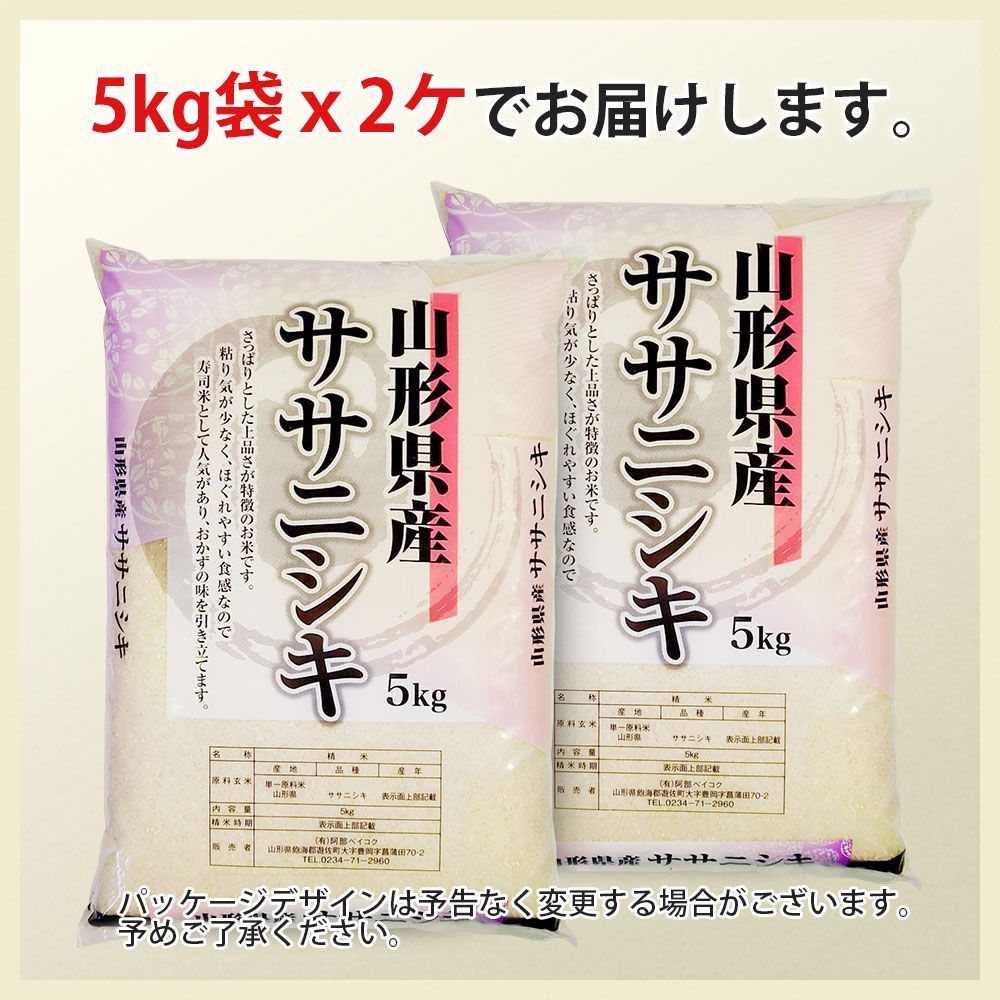 ササニシキ 10kg (無洗米・白米・玄米) 山形県産 令和6年 10キロ