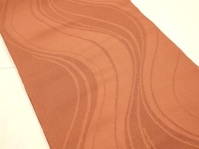 平和屋着物 夏物 八寸名古屋帯 流水文 鉛丹色 正絹 DAAY8015cm