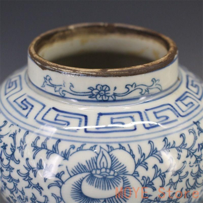 清青花双喜纏枝紋将軍蓋缶 景徳鎮 陶磁器 装飾品 現代工芸品 美術品 置物 清青花双喜纏枝紋将軍蓋缶 景徳鎮 陶磁器 装飾品 現代工芸品