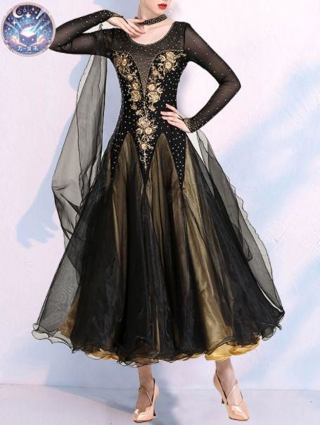 新品 未使用 新作 社交ダンスドレス モダンダンス 刺繍 キラキラ