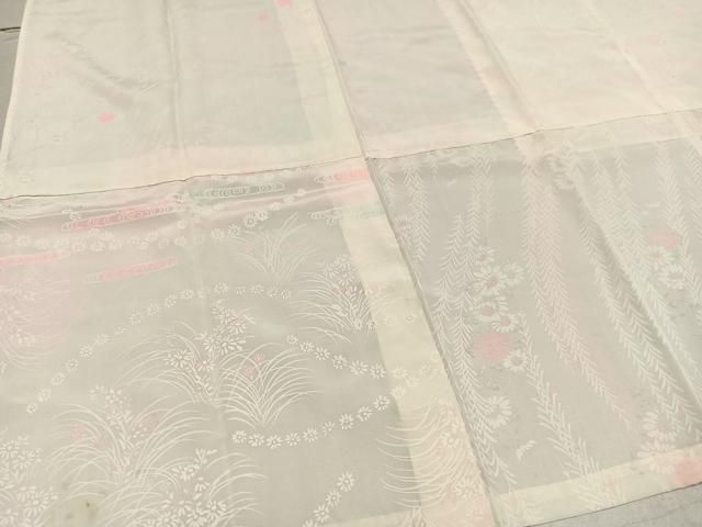 専用ページ　正絹長襦袢 平和屋着物□長襦袢 無双仕立て 刺繍 葡萄蔦の葉文 月白色 金糸