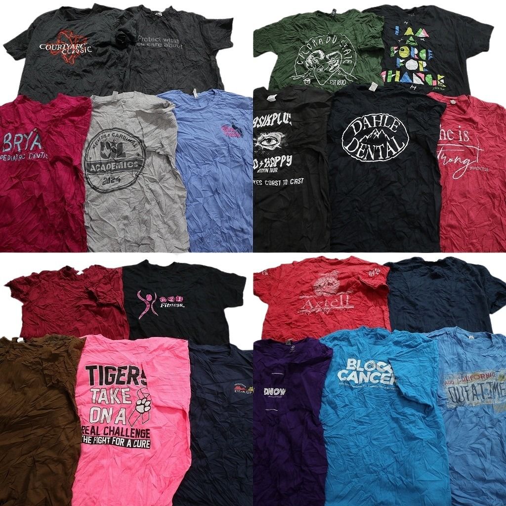 古着卸 まとめ売り カラーmix プリント 半袖Tシャツ 20枚セット (メンズ L ) 英字プリント ワンポイント ビックプリント 中古 古着 MY9711