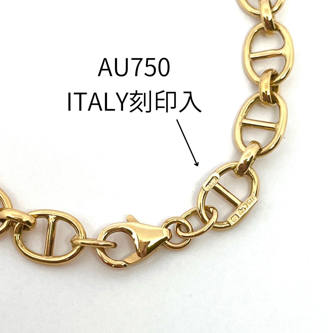 18k アズキチェーンブレスレット au750 ブレスレット チェーンのみ