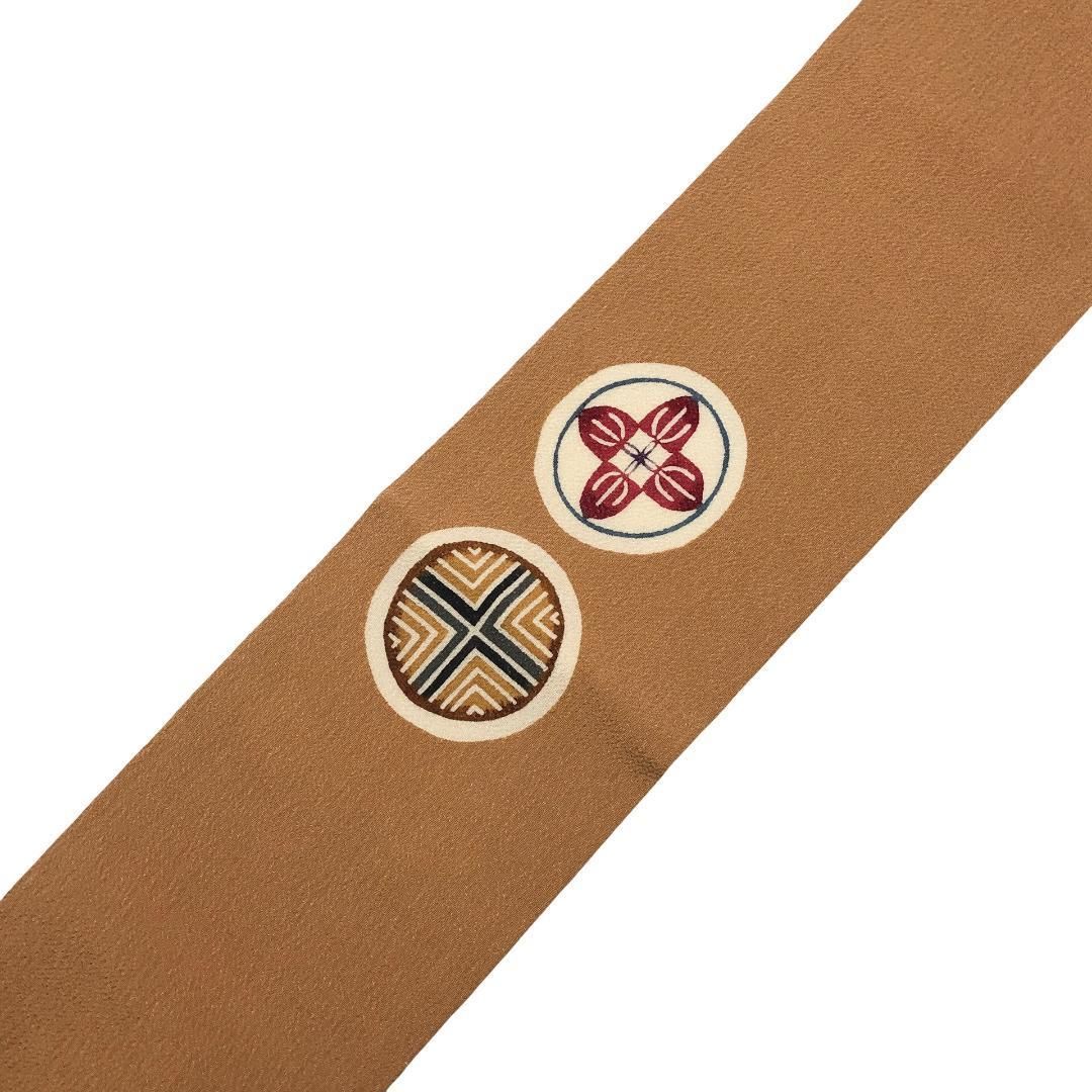 名古屋帯 型染 紅型 丸に花模様 縮緬 梅茶色 O-5467 名古屋帯 型染 紅型 丸に花模様 縮緬 梅茶色 O-5467 - メルカリ