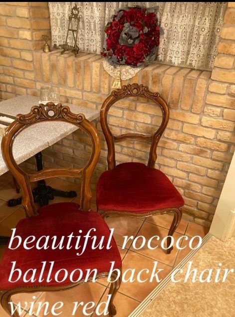 rococo wine red balloon  back chair 1脚幅約50cm