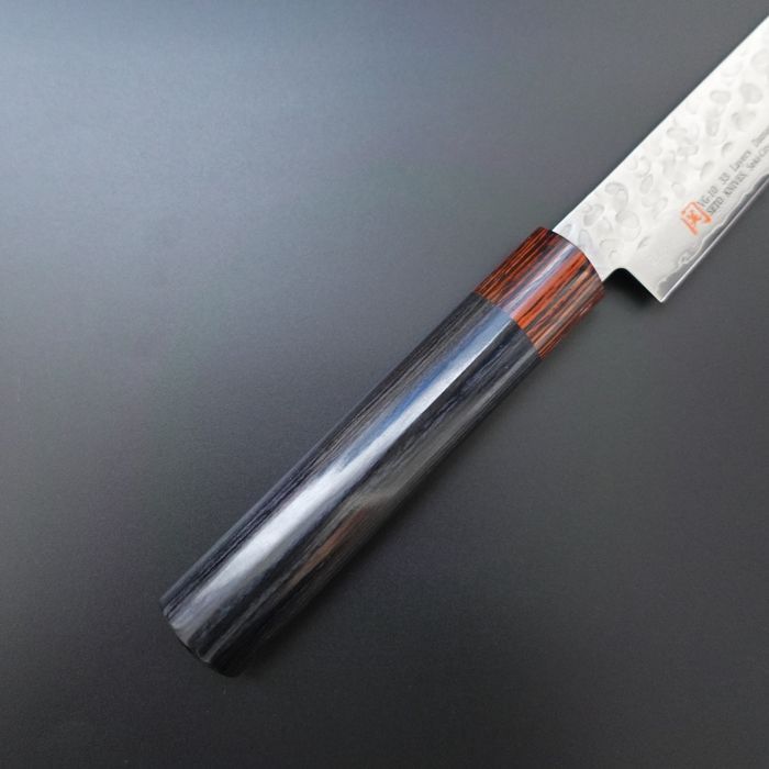 料理包丁 伊勢屋治平 包丁 ペティナイフ ダマスカス VG10 黒パッカー柄 150mm