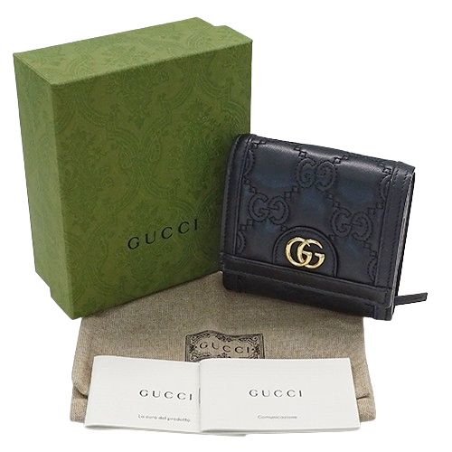 グッチ GUCCI 財布 レディース メンズ ブランド 二つ折り財布 GGマトラッセ レザー ブラック 723799 黒 ミニウォレット おしゃれ  【中古】 - メルカリ