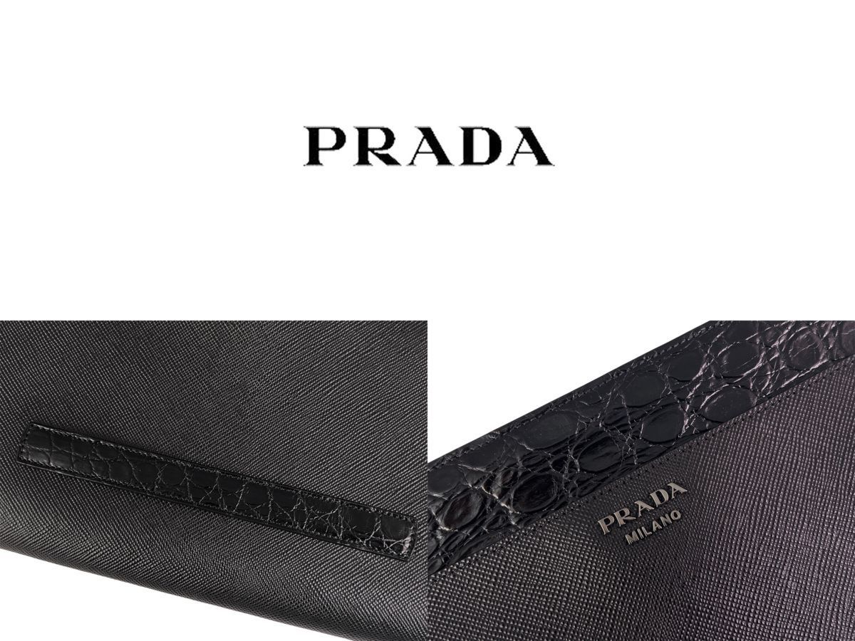 PRADA プラダ ドキュメントホルダー サフィアーノ レザー x リアル 