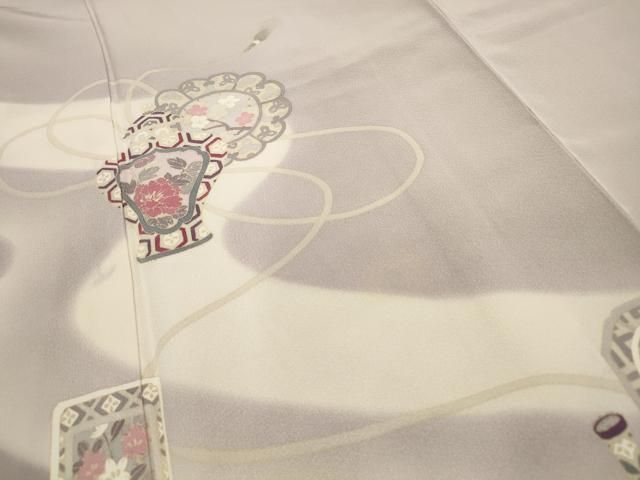 平和屋着物■訪問着　陶器文　暈し染め　正絹　逸品　未使用　AAAK4247Abw 平和屋着物□訪問着 手描き 陶器草花文 暈し染め 金銀彩 正絹