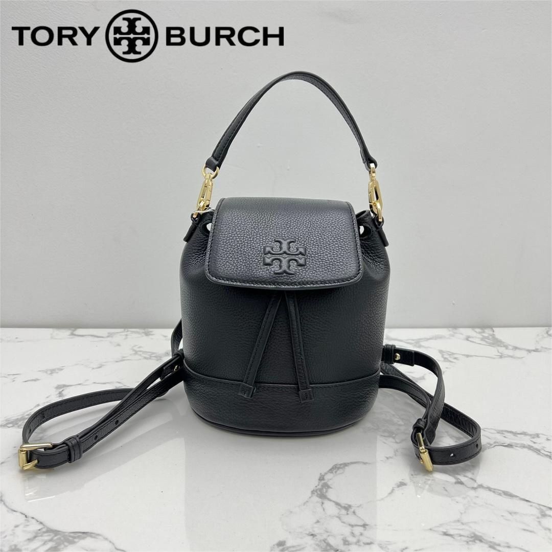 TORY BURCH THEA ミニ バックパック バケット バッグ カジュアル 旅行 3WAY レディース　多様な活用 アウトレット品 ブラック #13740