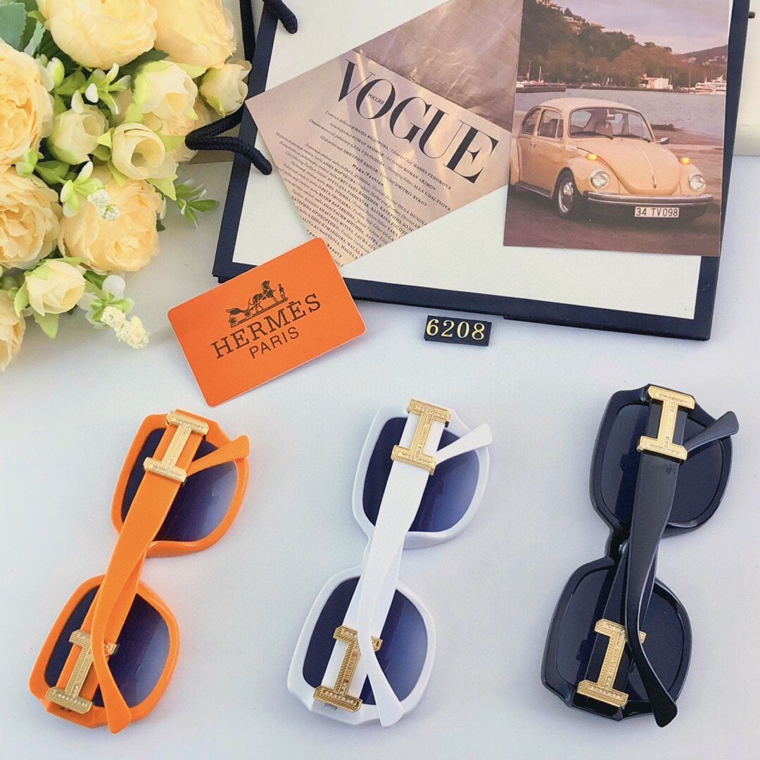 Hermes 2025 年モデル 大きな楕円形 角張り顔用 痩せ見せ効果あり ヨーロッパ アメリカンスタイル 感 サングラス メガネ 韓流ブランド風トレンド