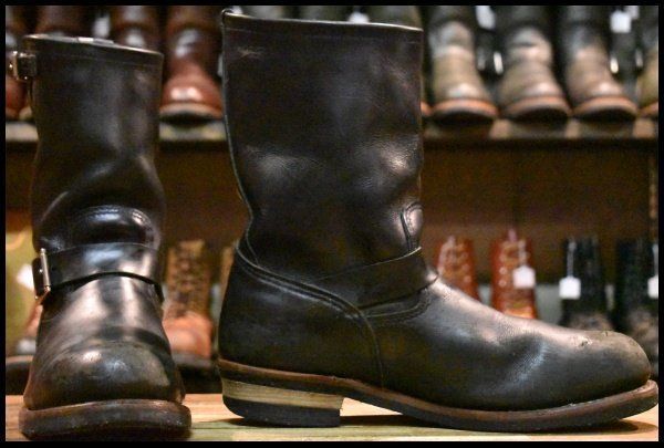 12D 11年 レッドウィング 2268 エンジニア 黒 ブラッククローム スチールトゥ ブーツ redwing HOPESMORE FI331