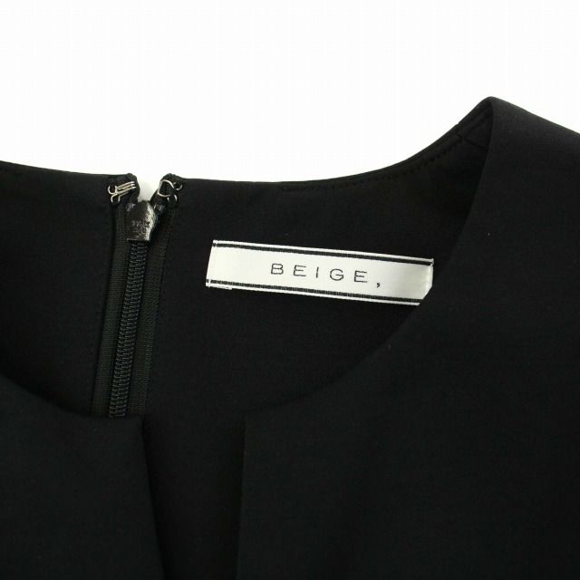 ベイジ BEIGE ワンピース ノースリーブ ひざ丈 キーネック 4 M