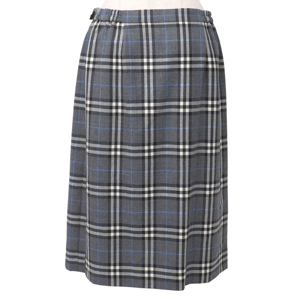 Burberrys バーバリーズ ヴィンテージ スカート サイズ15ABR 46 チェック 巻きスカート ラップスカート フリンジ ウール ミモレ丈 ブランド古着 20251009 RA6233