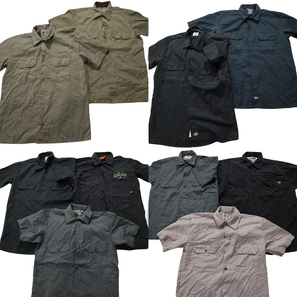 古着卸 ディッキーズ Dickies 半袖シャツ 10枚セット メンズ Ｓ |Ｍ ボックスシルエット ダブルフラップ 古着 NA3097
