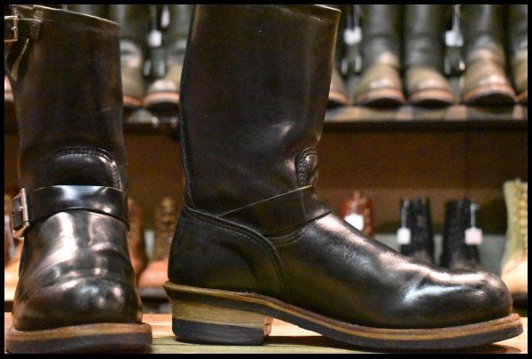 8 D PT 99プリント 旧シルエット 05年 レッドウィング 2268 エンジニア 黒 ブラック スチールトゥ ブーツ redwing FJ 036