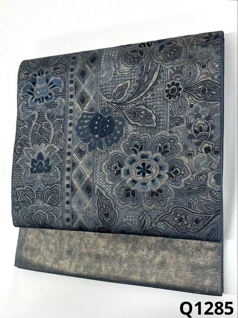 408my5◇総刺繍 汕頭 相良 宝相華向かい鳥 唐花 金糸 六通 袋帯◇美品 408my5◇総刺繍 汕頭 相良 宝相華向かい鳥 唐花 金糸 六通 袋帯◇美品