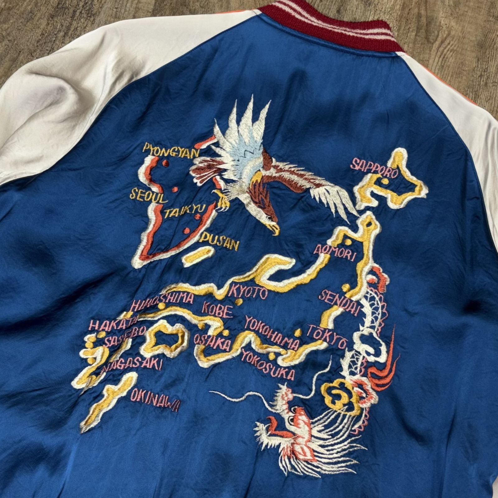 東洋 スカジャン 青 虎 富士山刺繍 business-japan_yksk0020