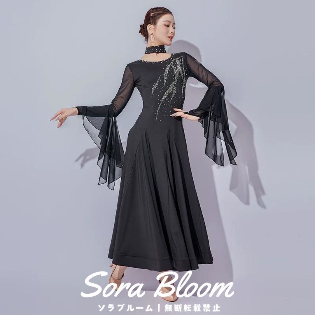 ストーン付きダンス練習用ワンピース❤️スタンダードの練習着におすすめ！ 新品未使用ストーン付きダンス練習用ワンピース??スタンダードの