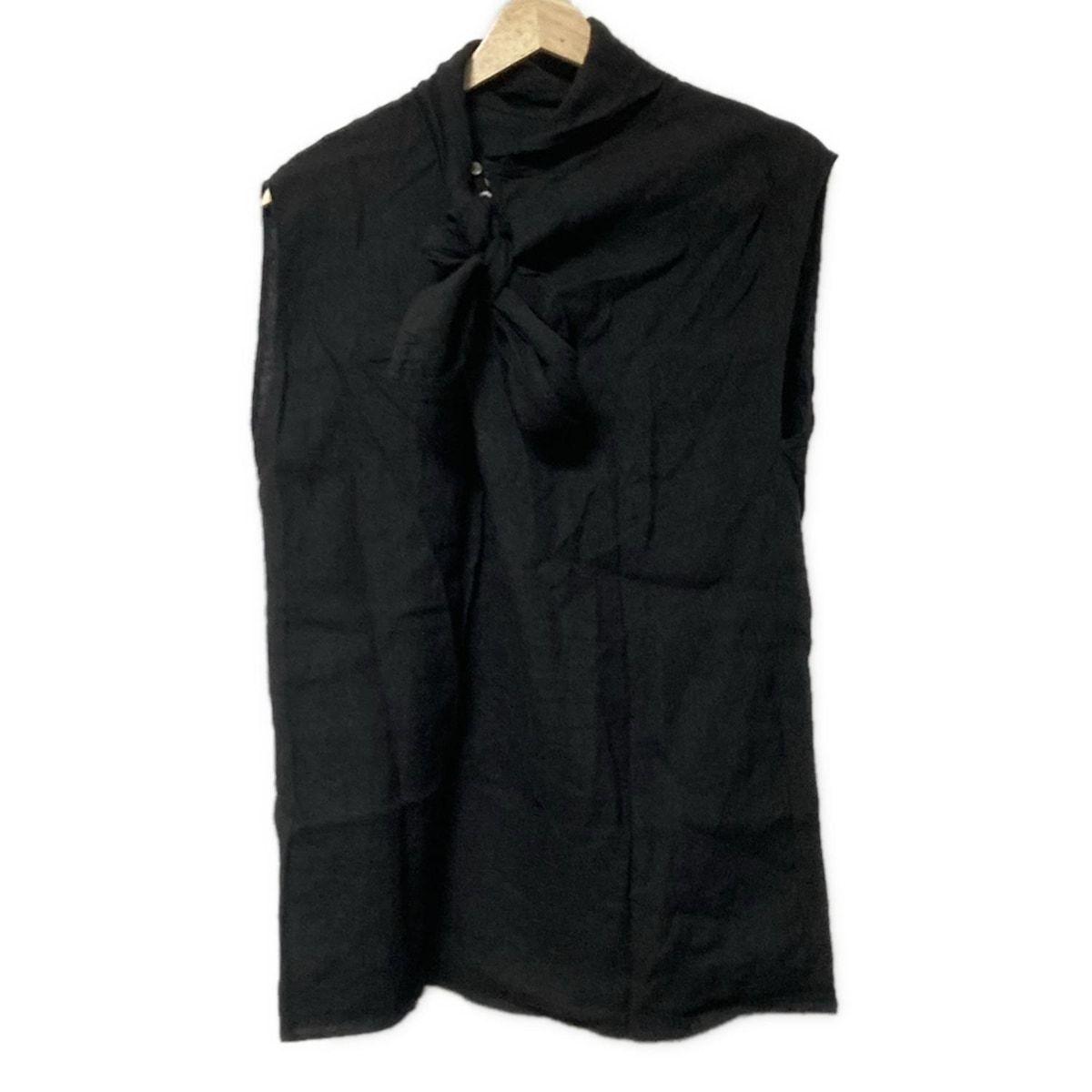 whim gazette ウィムガゼット ノースリーブシャツブラウス サイズF レディース - 黒 麻 プルオーバー