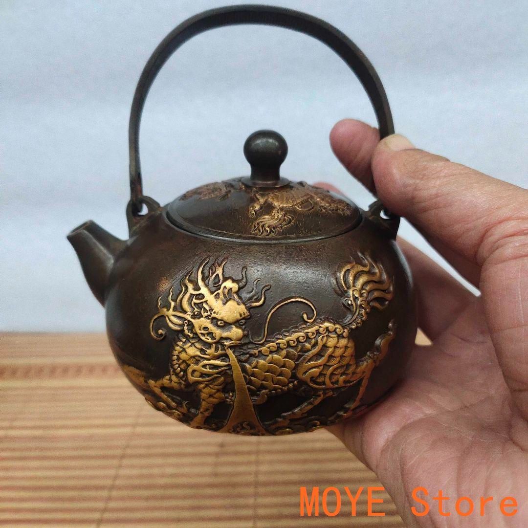 銅器 銅壺 麒麟茶壺 提梁壺 煎茶器 茶道具 装飾品 工芸品 置物