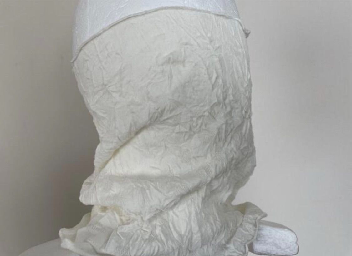 ホワイトドット&クシクシュシングルウェーブ手作りネックウォーマー  