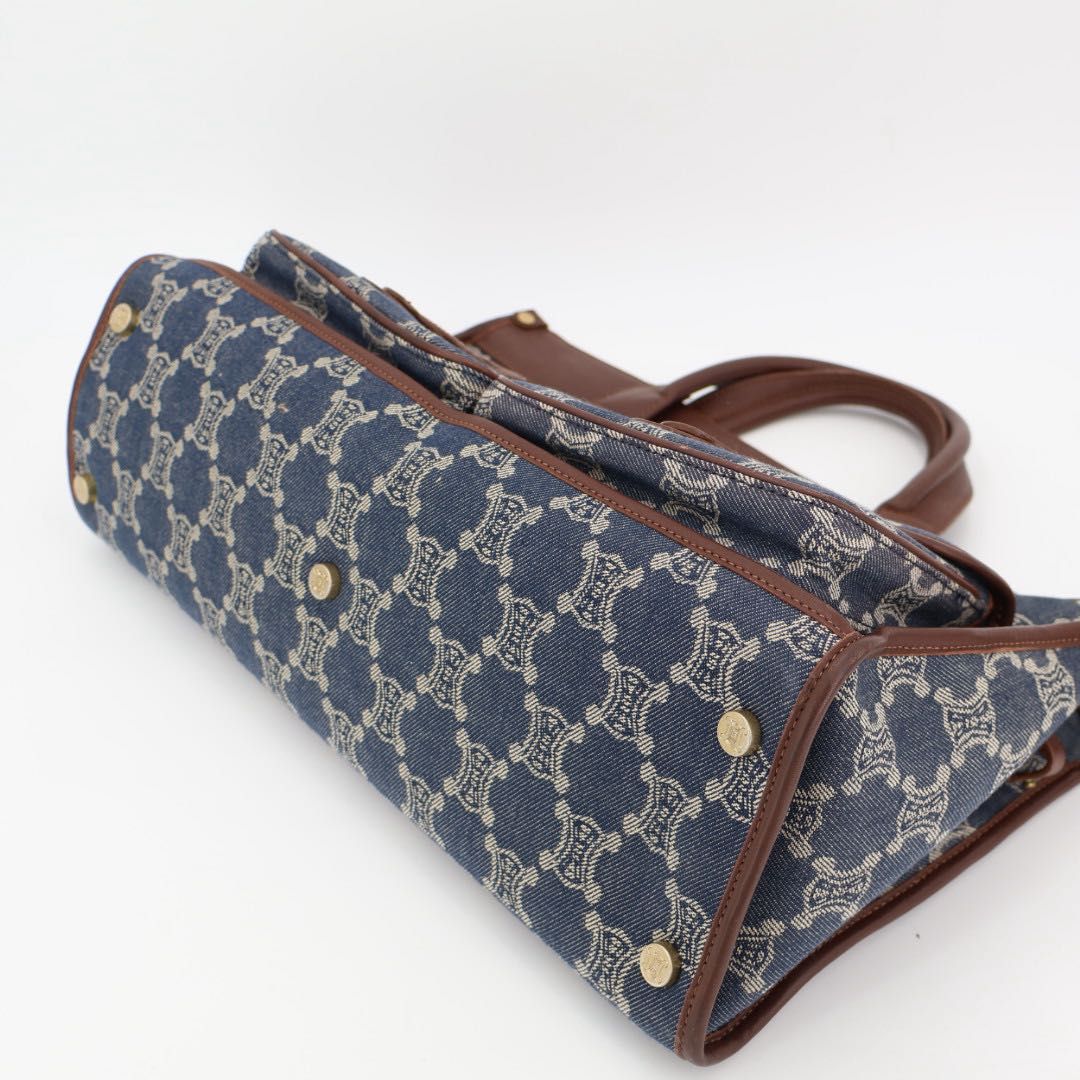 CELINE セリーヌ デニム地 ショルダーバッグ マカダム トリオンフ CELINE セリーヌ ショルダーバッグ マカダム デニム ブルー