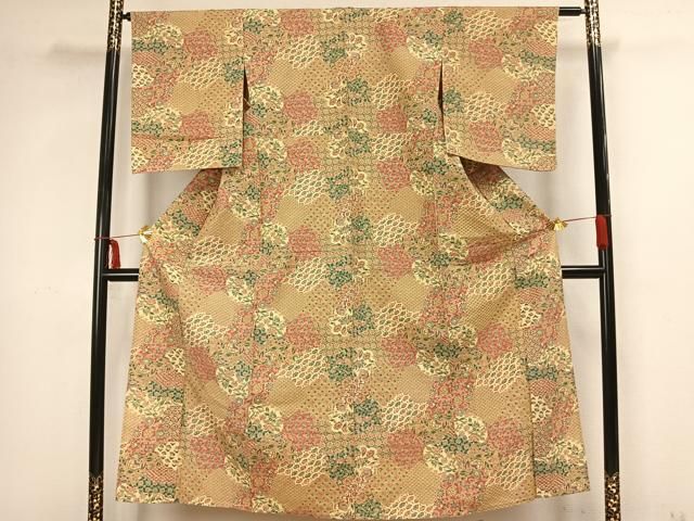 平和屋着物▽上質な小紋　単衣　紬地　切嵌文　正絹　逸品　AAAZ1463fy 平和屋着物▽上質な小紋 単衣 紬地 切嵌文 正絹 逸品