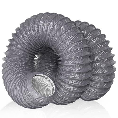 φ100mm×10m_グレー Honu0026Guan フレキシブルダクト 換気用 ダクトホース PVC四層構造 蛇腹式 自由伸縮 ホース 排気ダクト アルミダクト 送風ダクト 乾燥機/ダクトファン/エアコン/塗装ブース用 
