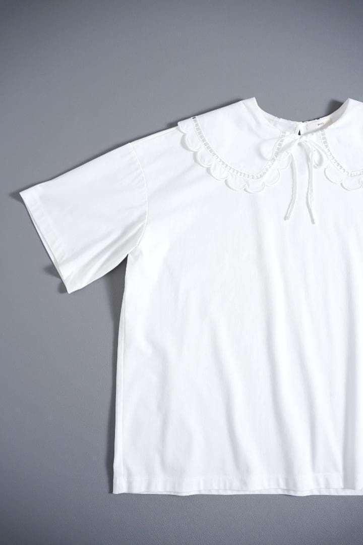  119 y ヨリ yori スカラップ リボン ビッグ カットソー 半袖(Tシャツ) Tシャツ カットソー