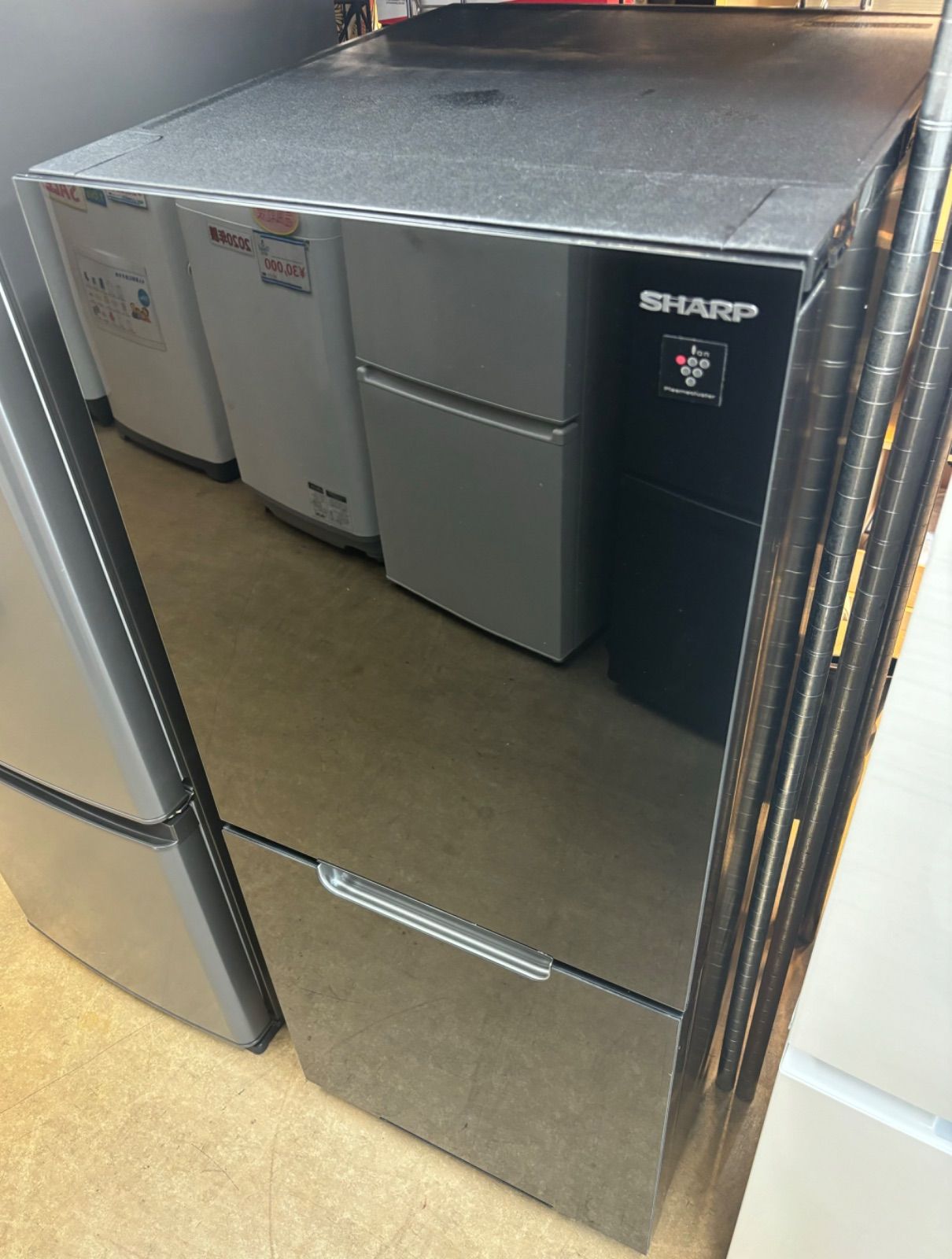 SHARP 冷蔵庫 SJ-GD15G-B ブラック系 鏡面ドア ◇SHARP 冷蔵庫 152L